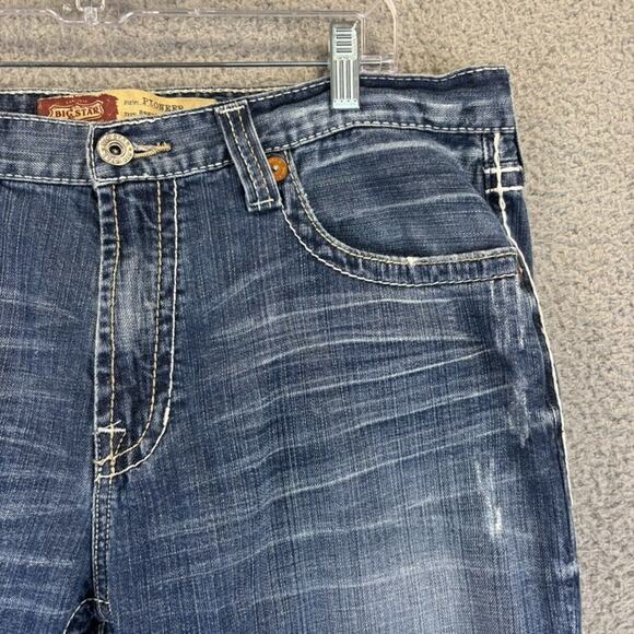 Big Star Pioneer Boot Cut Jean Mens 36R Med Wash Distressed Cowboy Rodeo Ranch - Picture 4 of 13